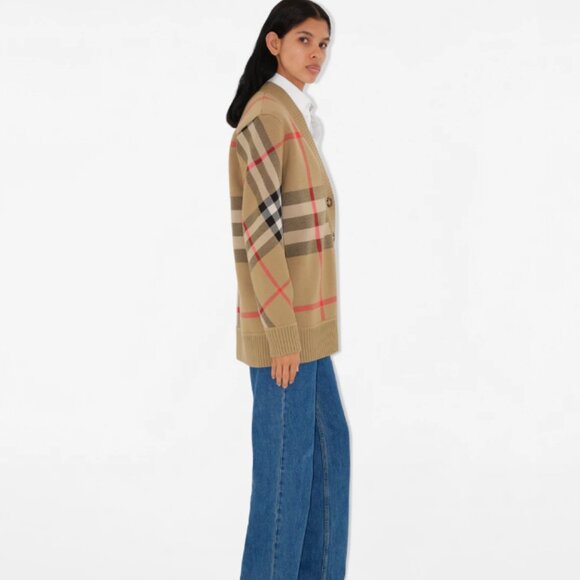 Burberry Cardigan in Check Technical Merino Wool Jacquard - Picture 2 of 14